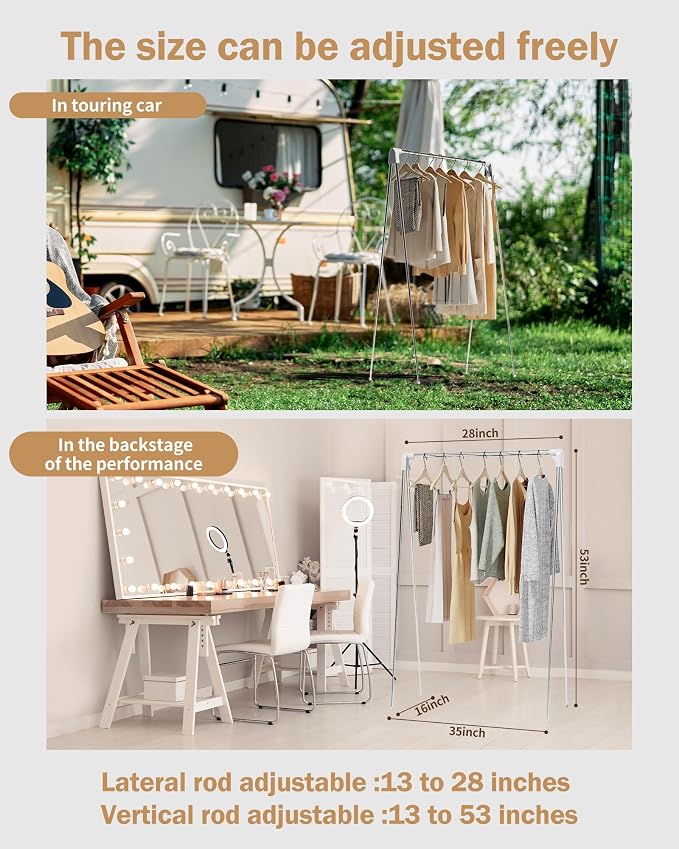 Travel Garment Rack,Portable and Foldable,Collapsible Clothing Rack | Portable, Easy to Store,with Small Space Occupation,This Folding Clothing Rack is Suitable for Travel and Dance.