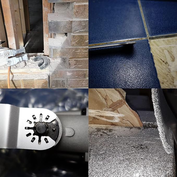 XXGO 4 Pcs Oscillating Multi Tool Diamond Blades for Grout Removal XG3304D | Best for Plaster Mortar Thinset Grout Removal Joints Cleaning Stucco Concrete Block Brick Cutting Shaping Grouting