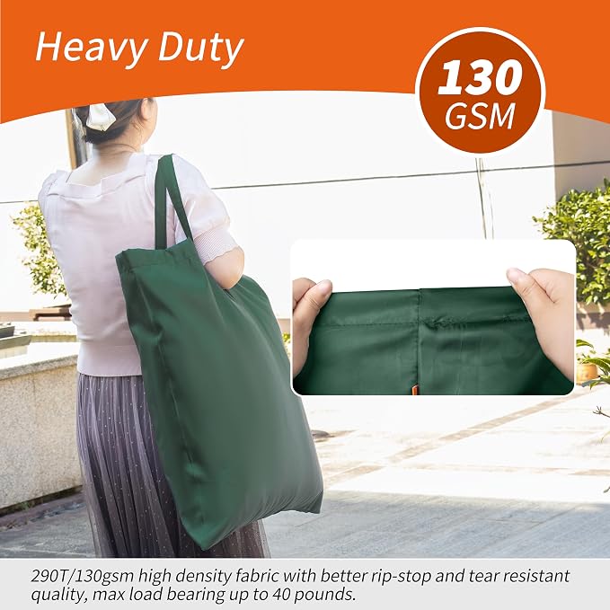 Extra Heavy-Duty Laundry Bag with Handles, Green, 21x24” | Medium Size, Name ID Tag, Machine Washable, Reinforced Handles, Drawstring Closure, For College Dorm Travel