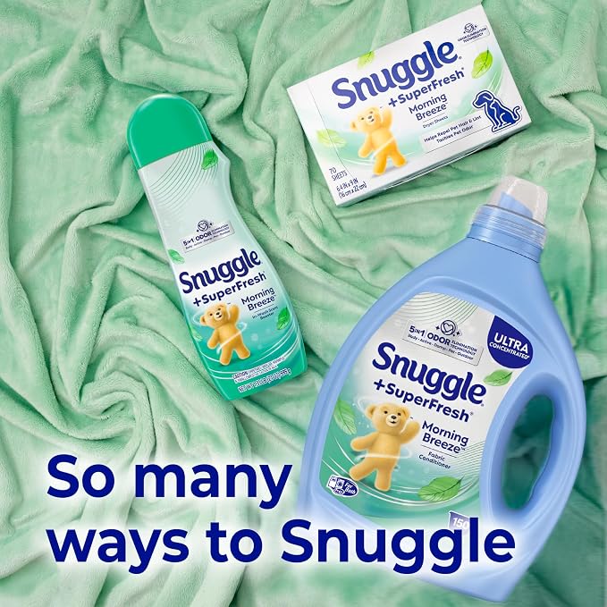 Snuggle SuperFresh Fabric Softener Liquid,Ultra Concentrated,78.8 Oz,150 Medium Loads,Morning Breeze Fabric Conditioner,Lasting Scent,Fights Stubborn Odors,Softens,Reduces Static&Wrinkles,(Pack of 2)