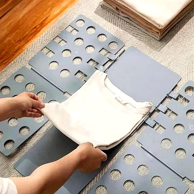 Folding Board for Clothes, Adjustable Shirt Folder Organizer, Gray, Adjustable T-Shirt Folding Board | Blue Plastic Clothing Organizer with Fold Guides | Laundry & Closet Storage Solution (Grey)