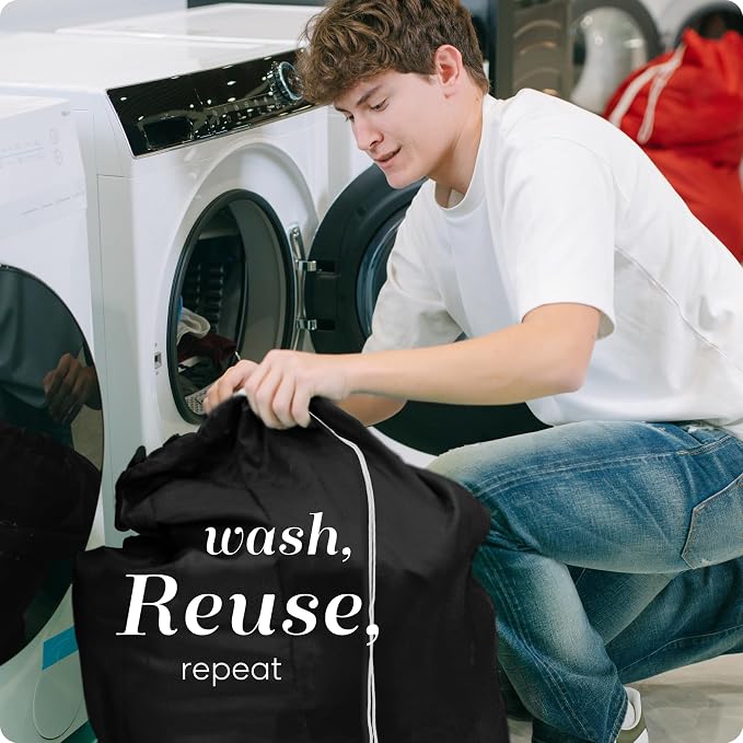 Handy Laundry Laundry Bag – Heavy Duty Nylon, Large Capacity, Locking Drawstring Closure, Machine Washable, Fits Laundry Basket, Travel, Dorm, Camp, Black, 22 x 32 Inches | 22"x32" XL Nylon Laundry Bag, Locking Drawstring, Machine Washable, Heavy Duty,...