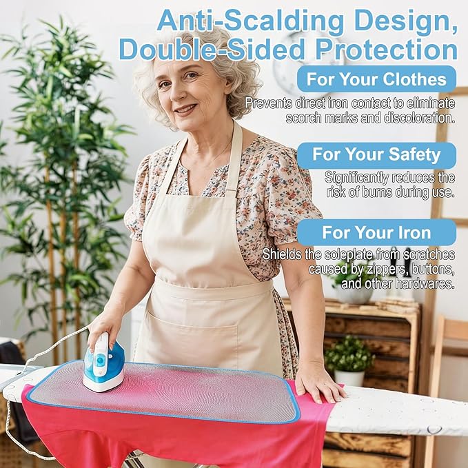 3 Pcs Press Cloth for Ironing, Ironing Cloth, Pressing Clothes Mesh Protective Pads in Blue Purple and Green Colors for Various Fabrics and Garment Care
