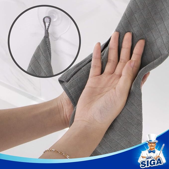 MR.SIGA Microfiber Cleaning Cloths, All Purpose Cleaning Towels, Pack of 6 | Ultra absorbent and soft microfiber towels for kitchen, car and household surfaces, Dark Gray, 35 x 40 cm(13.8 x 15.7 inch)