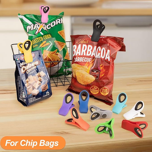 Jetmore 12 Pack Chip Clips, Bag Clips, Office Paper Clamps, Binder Clips, Food Clip Heavy Duty, Magnetic Clip for Food Storage, Snack, Fridge, Kitchen