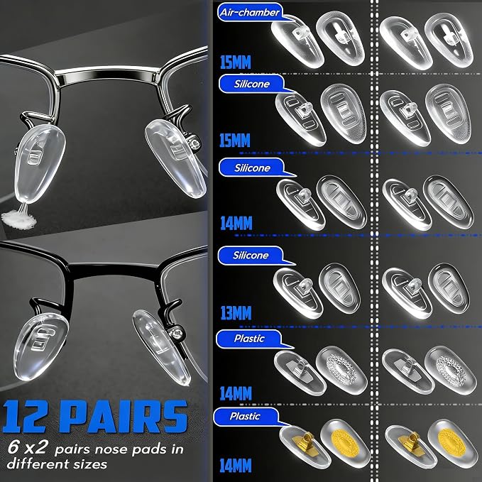 Eyeglass Sunglass Repair Kit,MINGFIX Magnetic Eye Glasses Repairing Tool Kit with Assorted Screws,Nose Pads,Small Screwdriver Bit Set & Tweezer with Mini Travel Case for Glasses,Sunglasses and Others