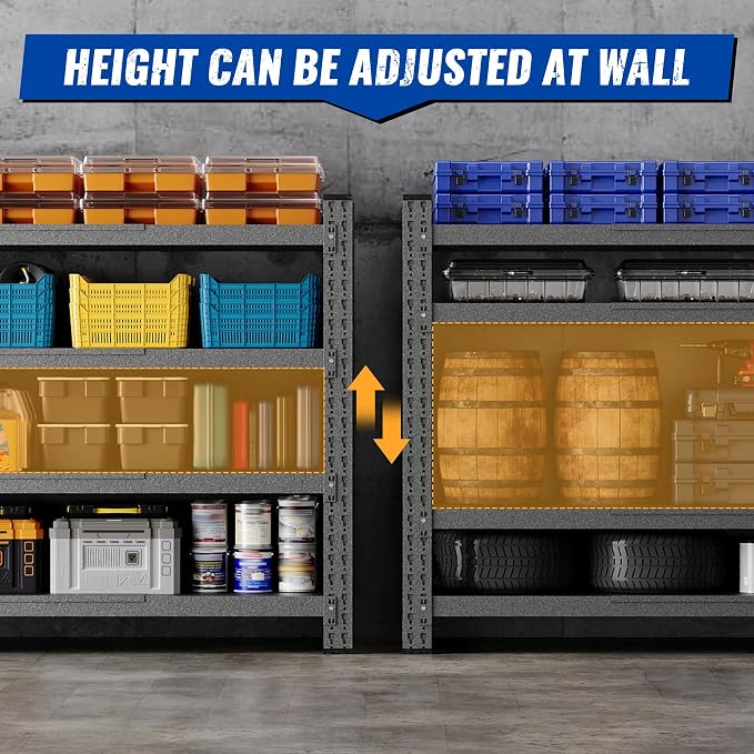 BYNSOE 68" W Storage Shelves 8000lbs Garage Metal Shelving Heavy Duty Garage Shelves Adjustable Storage Shelves for Industrial, Factory, (68" W X 24" D X 63.5" H)