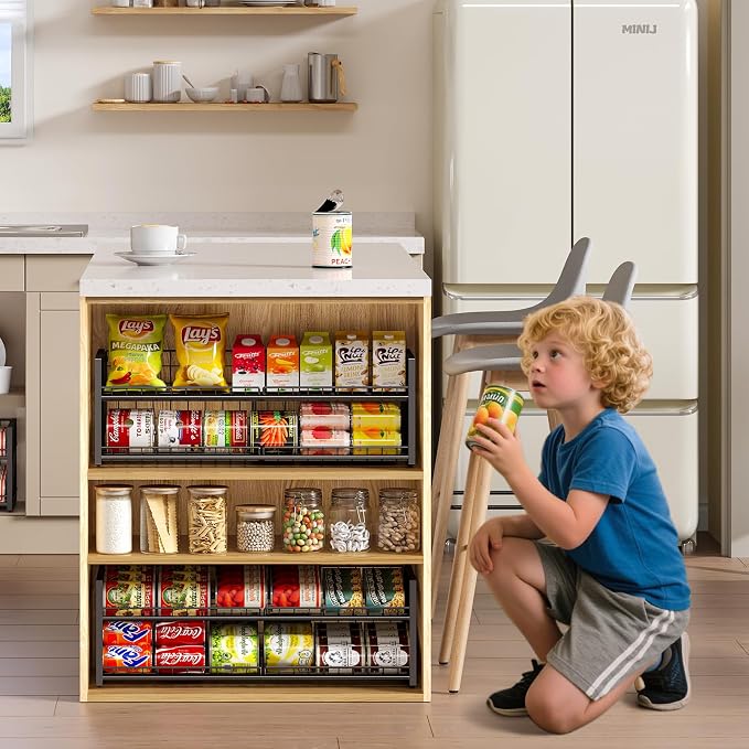 2-Pack Extra-Long Stackable Can Organizer for Pantry Shelf Storage,Can Rack for Kitchen Cupboard Storage, Sturdy Standing Can Holder for Canned Food Goods Soda up to 90, 2 Tier, Black Can Dispenser | Can Rack for Kitchen Cupboard, Sturdy Standing Can H...