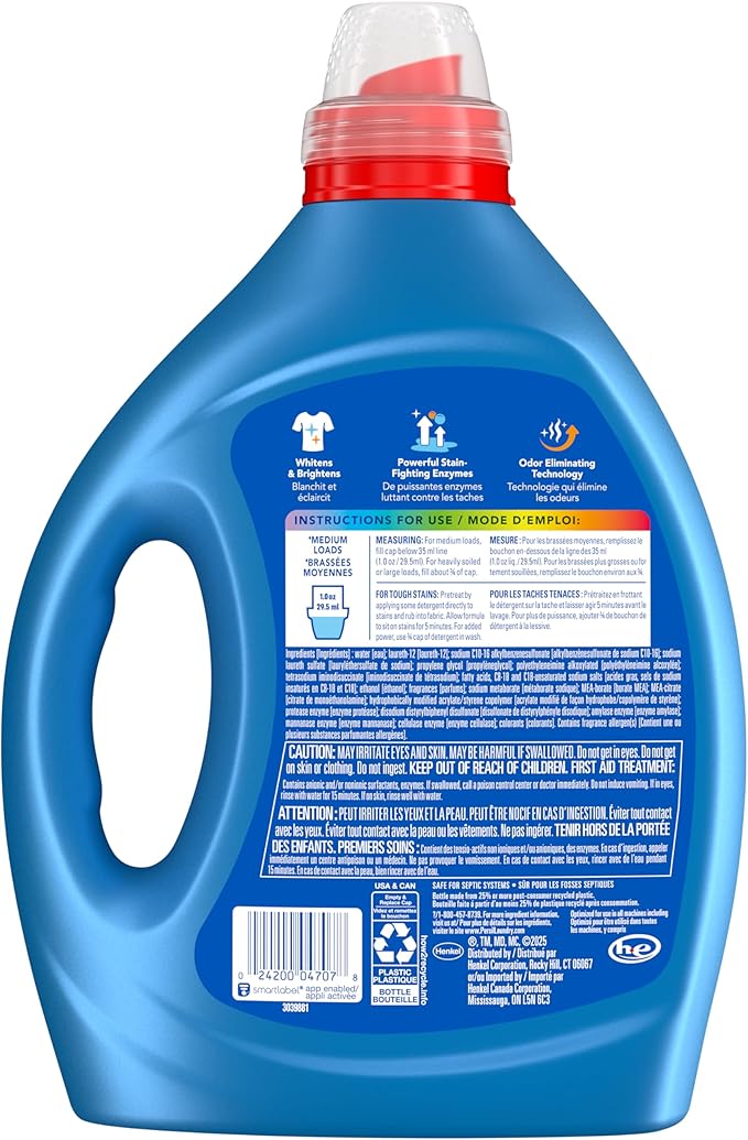 Persil Advanced Clean Oxi+Odor Laundry Detergent, 82 Loads, 82.5 Fl Oz | Deep Clean & Care, Fights Tough Stains & Odors, Protects Colors, Ultra Concentrated Formula, HE Safe, All Water Temperatures