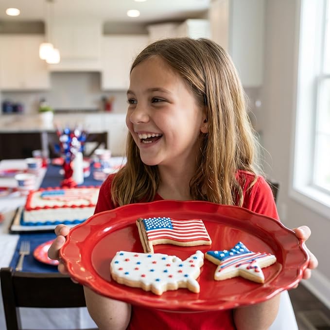 Ann Clark 3-Pc Fourth of July Cookie Cutter Set (Flag, Shooting Star, USA Map), Made in USA
