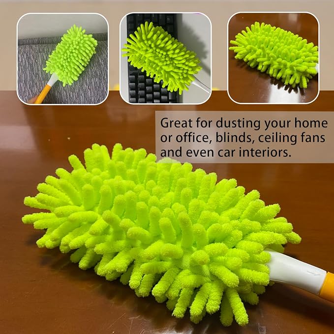 Reusable Chenille Duster Refill Compatible with Swiffer Duster | 360 Heavy Duty Dusters Refills - Washable Microfiber Ceiling Fan Duster for Swiffer Dusters, 6 Pack(Handle is Not Included)