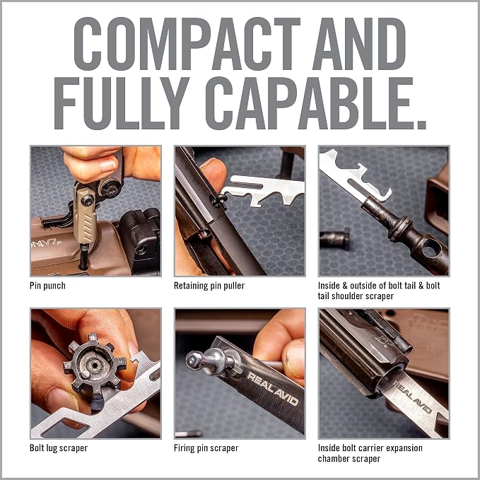 Real Avid Gun Multi Tool CORE: Tactical Rifle Tool & EDC Tools, Gun Accessories & Utility Tool Kit for Gun Maintenance, Includes Carbon Removal Tool & Front Sight Adjuster, 15