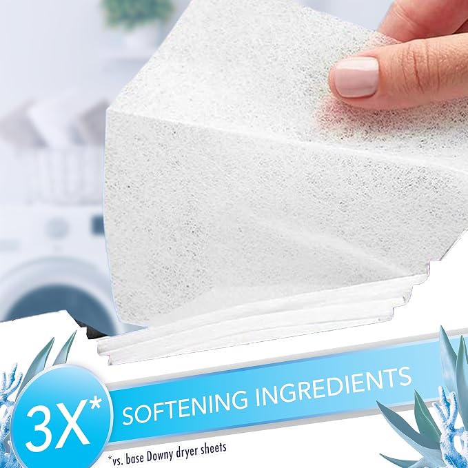 Downy Light Mega Dryer Sheets, Fabric Softener Dryer Sheets, Ocean Mist, 180 Count