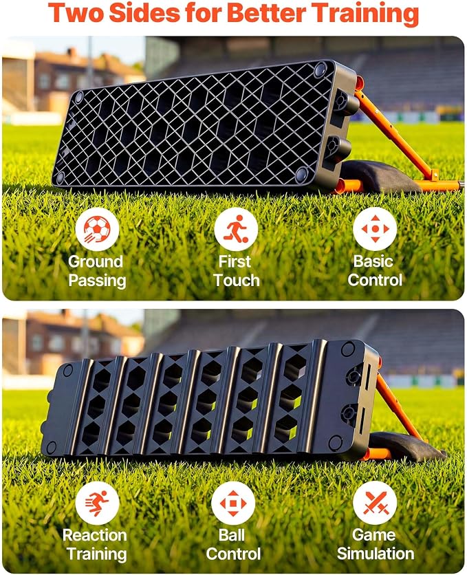 VEVOR Soccer Rebounder Board, Mult-Adjustable Angles Portable Soccer Rebound Wall, Foldable Kickback Board, Soccer Practice Equipment, Ideal for Kids & Adults Passing & Shooting Drills