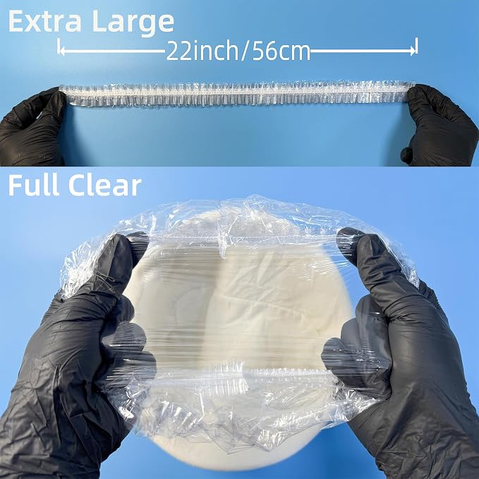 100 Bowl Covers Bread Proofing, Extra Large Thick Plastic Shower Caps, Sourdough Bread Baking Supplies Sourdough Tools accessories Food Covers elastic Stretch for Rising Keep Food Fresh