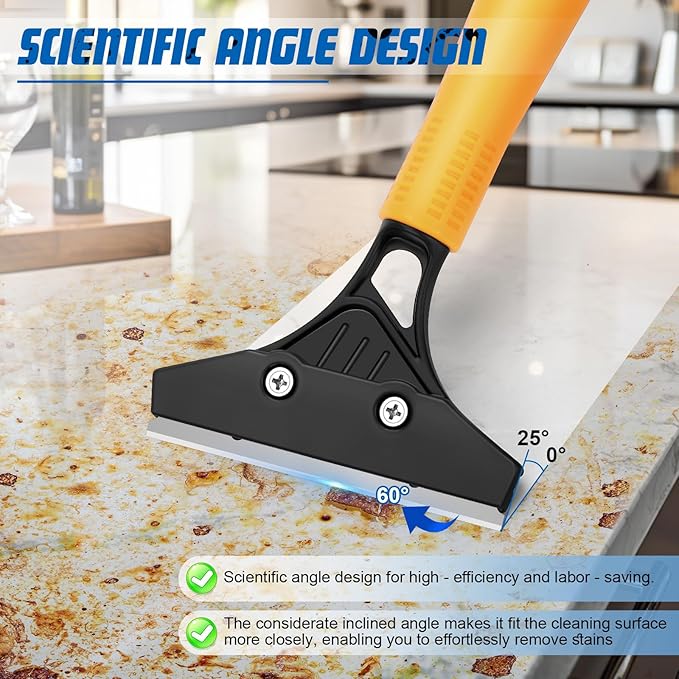 Floor Scraper with 45.7” Long Handle, 4 Inch Razor Blade Scraper with 10PCS Extra Metal Blades,Paint Scrapers for Cleaning Wall Glass Tile Floor Paint Gum Stains Stickers Linoleum