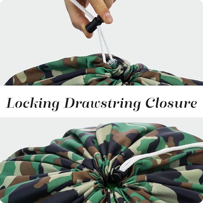 Handy Laundry XL Nylon Laundry Bag 22"x32", Heavy Duty, Camouflage | 22"x32" XL Nylon Laundry Bag, Locking Drawstring, Machine Washable, Heavy Duty, Travel Dorm Hamper Liner, Camouflage