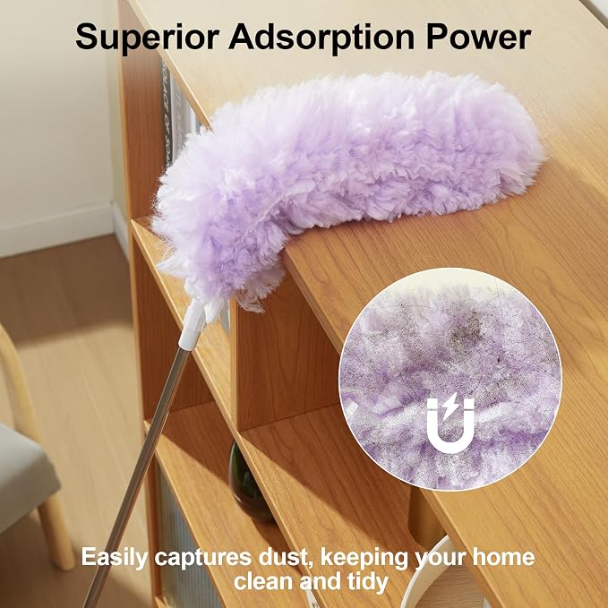 JOYMOOP Ceiling Fan Cleaner Duster and Cobweb Duster with Extension Pole, 28–98 Inch Handle and 6 Refills for High Ceilings and Furniture