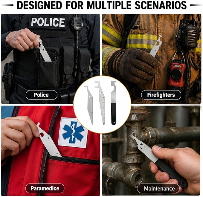 3PCS Multipurpose First Responder Tool, Durable Firefighter Tools | Designed for First Responders & Firefighters for Fire Safety, Rescue, Everyday Use & Training