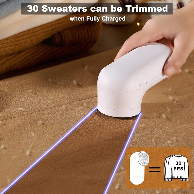Fabric Shaver, USB Rechargeable Lint Remover for Clothes, Sweater | Cordless Clothes Defuzzer, Portable Sweater Shaver to Trim Pills from Clothes, Sweater, Furniture, 2.0 Pro, Beige