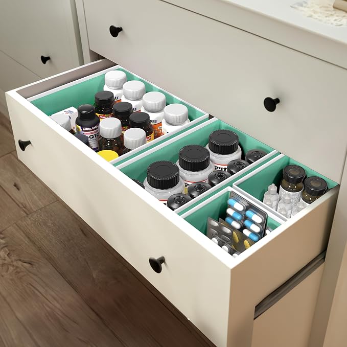 Simple Houseware Underwear Drawer Organizer, Set of 6, Turquoise | for Lingerie/Undergarment/Bra/Panty/Sock/Onesie