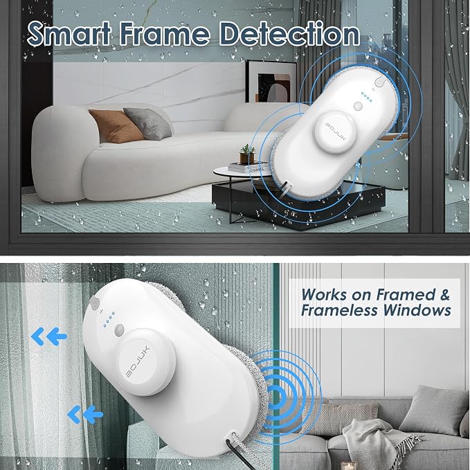 Window Cleaning Robot, 5000Pa Suction with Edge Detection | AI Smart Path Planning Dual Spray & UPS Anti-Drop with 10 Pads for Indoor/Outdoor High-Rise Windows