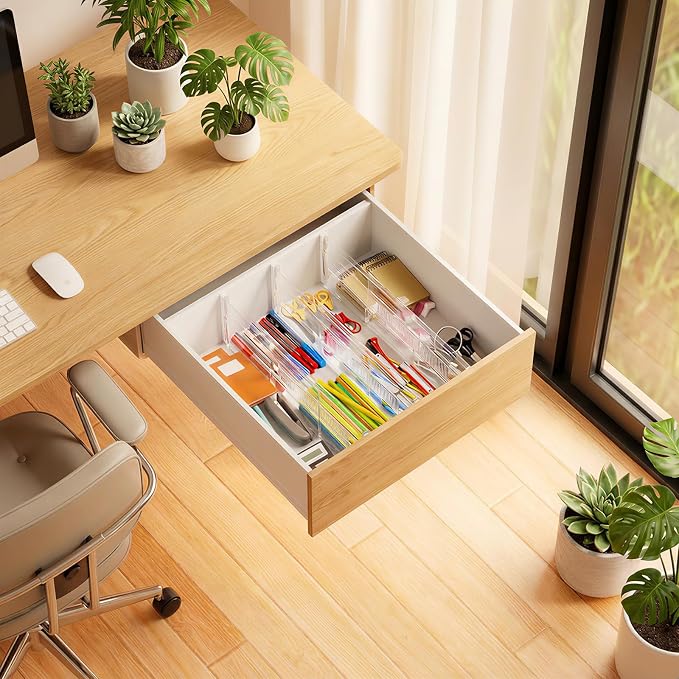 LETGO 5 Pack Drawer Dividers 6" High - Tall Acrylic Drawer Divider for Clothes, 12.3-18" Adjustable Dresser Deep Drawer Dividers,Expandable Dresser Separators for Kitchen Office Baby Clothing (5)