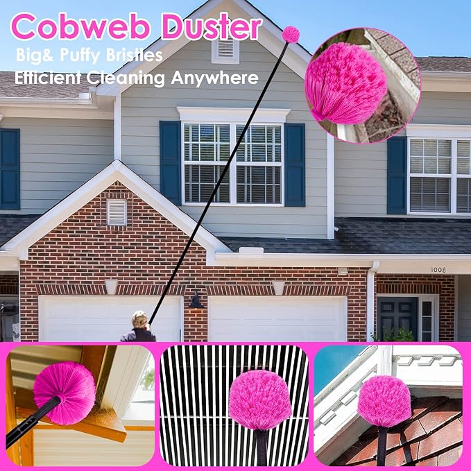CALBEAU 8 Foot Dusters for Cleaning, Duster with Extension Pole, Microfiber Feather Duster Used for Cleaning Ceiling Fan, High Window, Blinds, Shutters, Sofa, Cobweb Duster for Home (12 PCS)