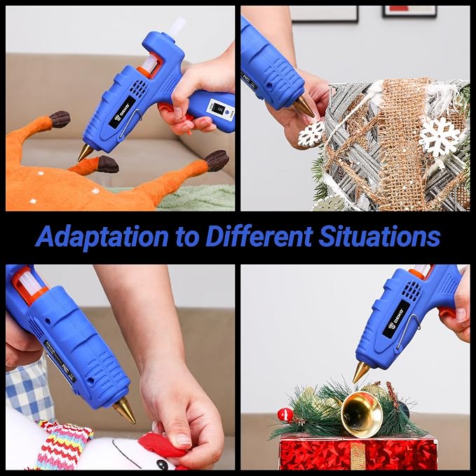 Hot Glue Gun Full Size: DEKOPRO 60/100Watt Dual Temp Hot Glue Gun Kit with 25 Glue Sticks, Organize Storage Case, Heavy Duty Heat Glue Gun Tool Set for Home Repair, Art & Crafts, DIY Blue