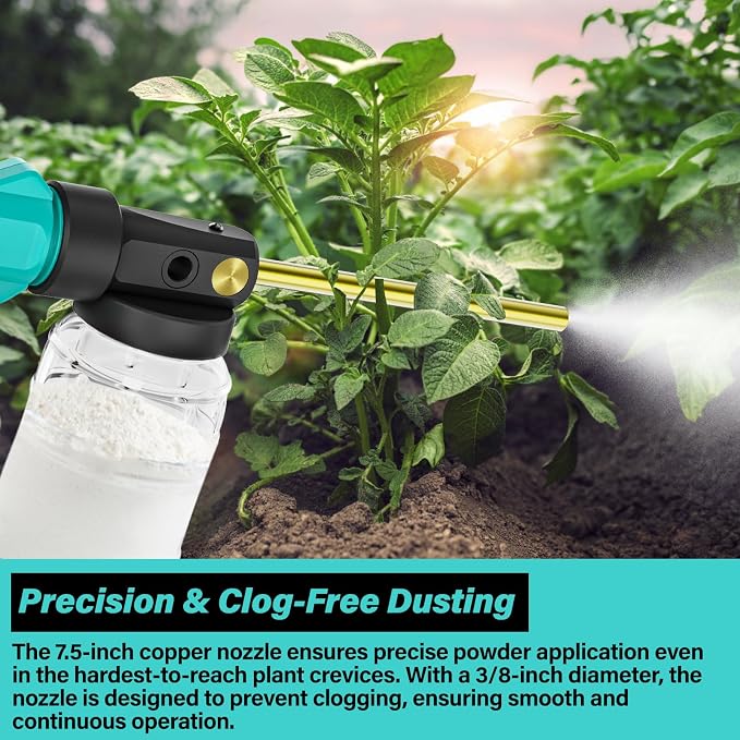 Dinftin Electric Diatomaceous Earth Duster Compatible for Makita 18V Battery(Battery Not Included), Garden Dust Applicator with 1L Capacity and 7.5" Nozzle, Versatile Leaf Blower & Powder Sprayer