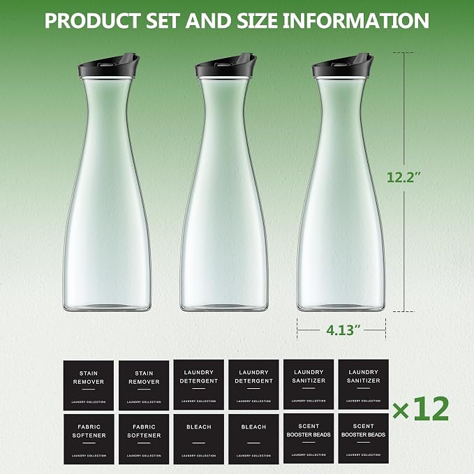 3 Pack Laundry Detergent Dispenser Container No Tray, 54OZ Laundry Soap Dispenser