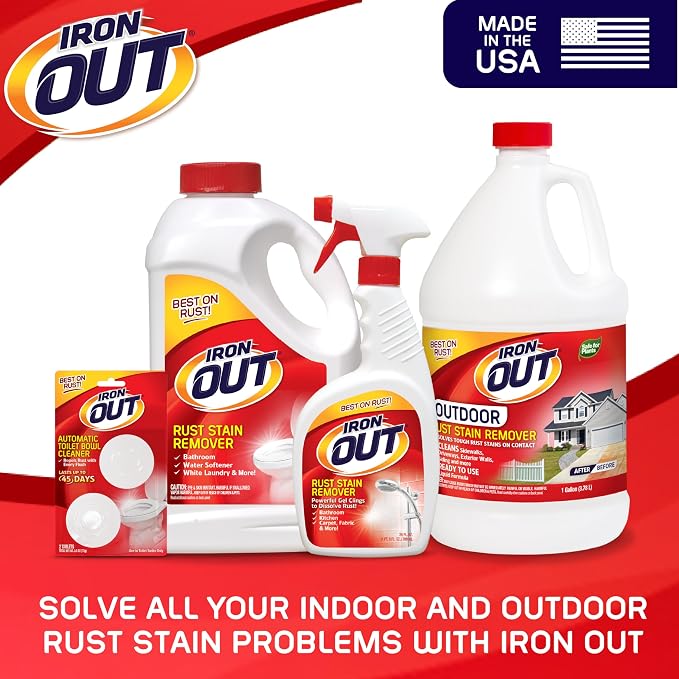 IRON OUT Rust Stain Remover Spray with Cling, No-Scrub Cleaner, 24 oz-3pk | No-Scrub Clinging Gel Dissolves Orange Rust Stains on Contact for Bathrooms, Kitchens, Tile & Laundry, Made in USA
