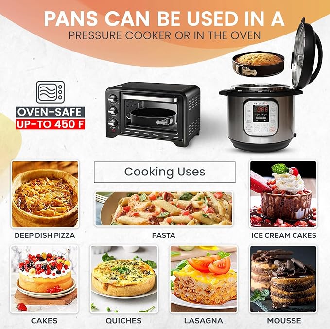 RFAQK 7 Inch Non-Stick Springform Pan for Cheesecake - Leakproof Cake Pan with 30 Pcs Parchment Paper - Baking Accessories for Instant Pot 6, 8 Qt Pressure Cooker