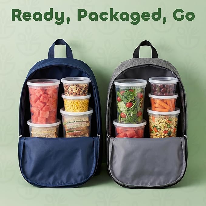 JoyServe 48 Sets Plastic Deli Containers with Lids - 16oz Pint & 32oz Quart | Leak Proof, Microwaveable, Dishwasher & Freezer Safe - Plastic Food Storage, Meal Prep, Restaurant & Soup Containers