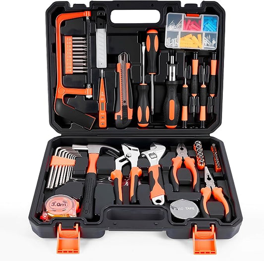 KOOPOOL 160-Piece Tool Kit for Home, Household Tools Set for DIY | Complete Household Tool Set with Hammer, Wrench, Screwdrivers, Pliers and Storage Case for Apartments, Dorms and Home Repairs