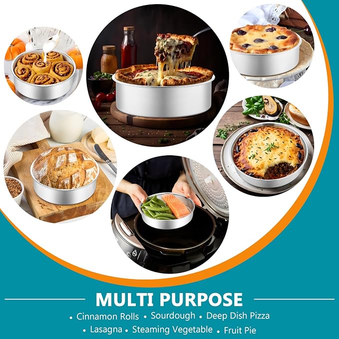 P&P CHEF 5 Inch Cake Pan Set of 4, Stainless Steel Baking Round Cake Pans Tins Bakeware for Birthday Wedding, Leak-proof & Easy Clean, Mirror Finish & Easy Releasing