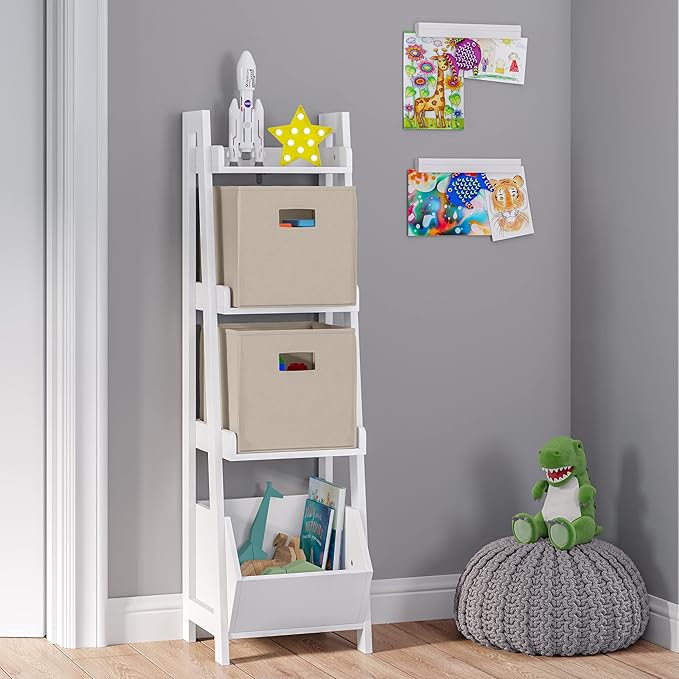 RiverRidge Folding Storage Bins with Handles Taupe Cube Storage Organizer for Closet, Bedroom & Playroom - Closet Organizers and Storage Set of 2
