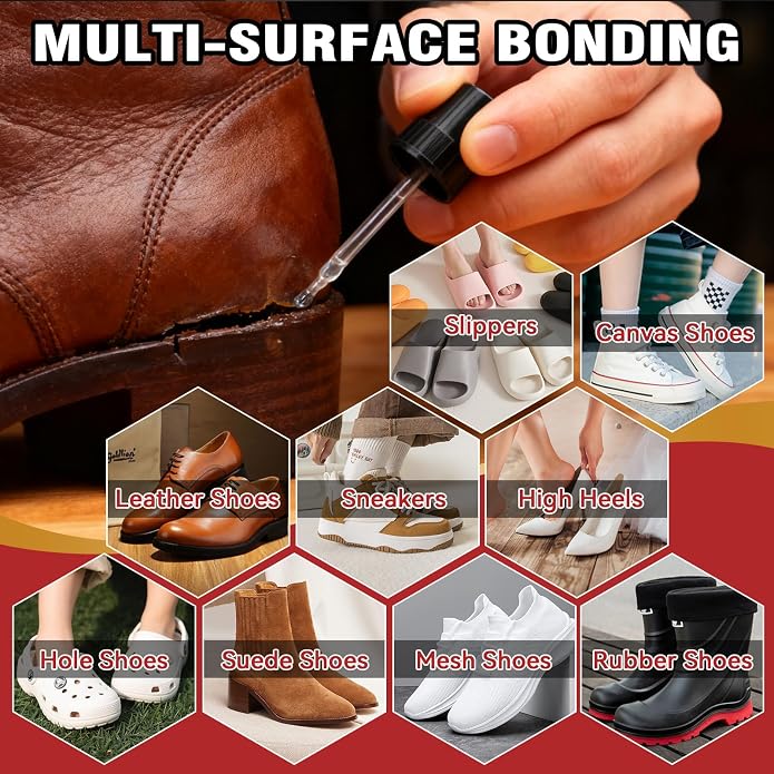 Shoe Glue, Shoe Glue Sole Repair Kit, Professional Shoe Sole Glue for Shoe and Sole Repair, Shoe Repair Glue for Boots, Sneakers, Heels, Hiking Shoes, Leather, Sneakers, Waterproof Clear Flexible