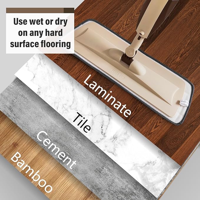 Mops for Floor Cleaning, 50 inch Spray Mop with 400ml Refillable Bottle and 3 Replacement Pads Dry Wet FloorCleaning Household or Commercial Use for Hardwood Laminate Tile Ceramic (Brown)