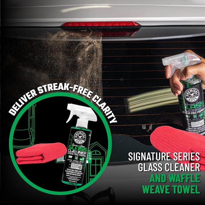 Chemical Guys CLD_202 Signature Series Glass Cleaner (Works on Glass, Windows, Mirrors, Navigation Screens & More; Car, Truck, SUV and Home Use), Ammonia Free & Safe on Tinted Windows, 128 fl oz