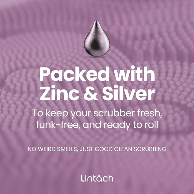 Silicone Shower Scrubber for Body – Exfoliating Loofah Alternative, Zinc & Silver-Infused, Hygienic & Gentle for Sensitive Skin, Durable & Long-Lasting Body Scrubber for Women - Purple