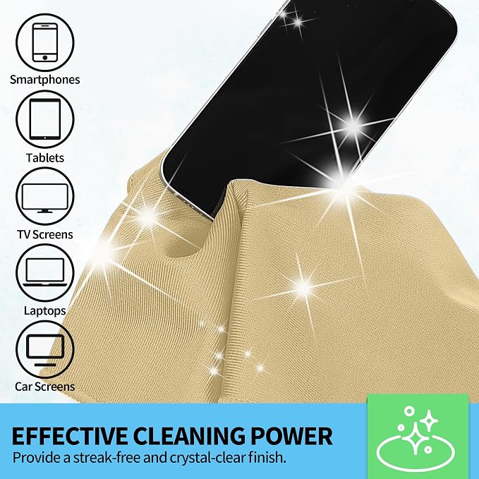 Microfiber Cleaning Cloth - 10 Pack Glasses Cleaning Cloth, 16" x 14" Window Cleaning Rags, Streak Free Lint Free Polishing Cloths Wipes for Eye Glass, Stainless Steel, Windshield, Beige