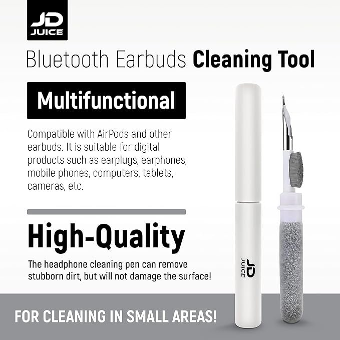 4 Pack - Earbuds Cleaning Kit Earbud Cleaning Kit - Phone Cleaning Kit in-Ear Headphones Cleaning Pen Tool, Portable 3-in-1 Laptop Cleaning Kit Electronic Cleaner with a Sponge, Metal Pen Tip