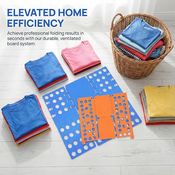 2 PCS Clothes Folding Board for Kid and Adult,T Shirt Folder Laundry Organizer Easy and Fast for Home Organization Clothes Folding Board(Orange and Blue)