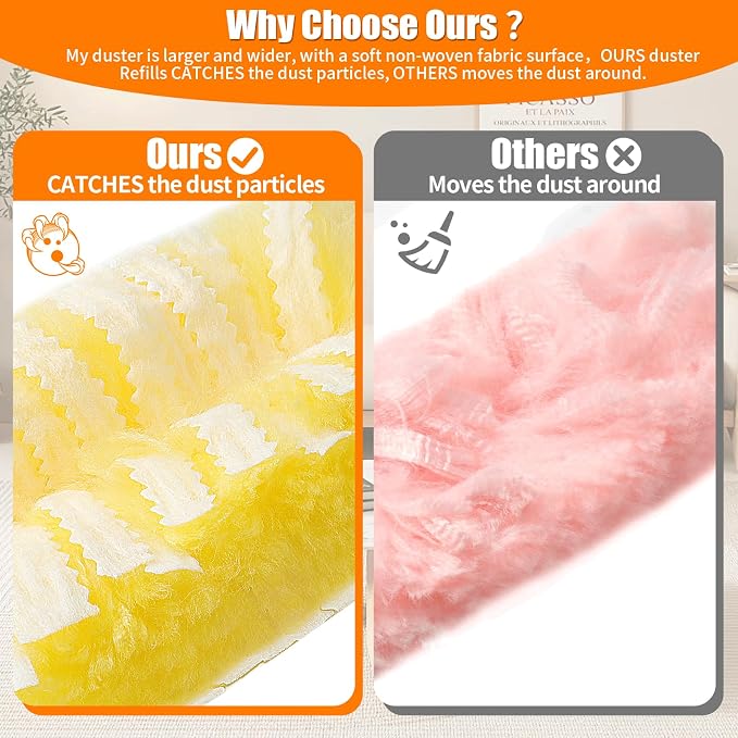 50 Count 360° Heavy Duty Duster Refills Compatible with Swiffer, Larger Size-Extra Thick Electrostatic Disposable dusters Refill for Electronics, Furniture, Blinds, Ceiling Fans, Unscented