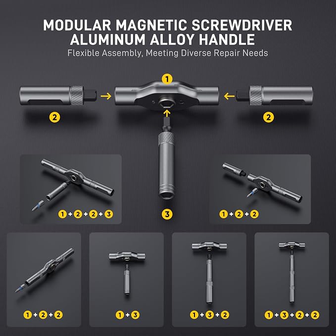 42 in Magnetic Ratchet Screwdriver Set, T Handle Ratchet Screwdriver Kit | for Electronics, Phone, Laptop, Watch, Eyeglasses – Portable Tool Set for Home & DIY