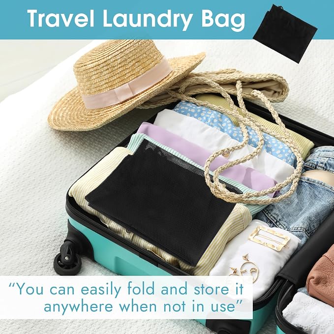 2 Pack Mesh Laundry Bags 23x34 Inch Drawstring Locking for Travel Home | Mesh bags with locking drawstring, Tear-resistant for blankets & towels, Lightweight foldable for travel/dorm