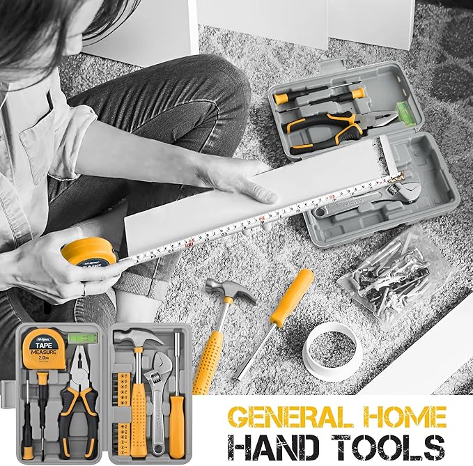 Hi-Spec Tool Kit Yellow 20pc. Small Tool Kit for Home DIY & Office Repairs. Compact and Lightweight Essential Tools in a Portable Book-Sized case.