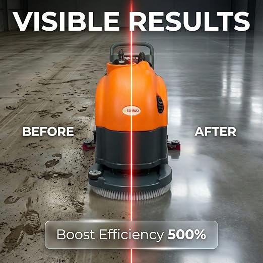 SUNMAX 22" Walk-Behind Commercial Floor Scrubber Machine, Cordless Battery Powered, 13.2/14.5-Gal Dual Tanks, Up to 5 Hours Runtime, 31" Squeegee, Hard Floor Cleaner for Tile, Concrete, Epoxy & VCT