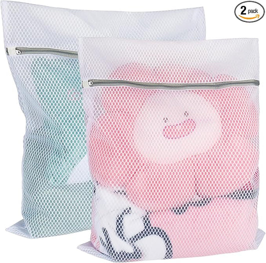 Vivifying XL Large Mesh Laundry Bags, 2 Pack 20 x 24 Inches Honeycomb Mesh Wash Bags for Washing Machine, Delicates Clothes, Sweater, Coats, Stuffed Toys, Blanket (White)
